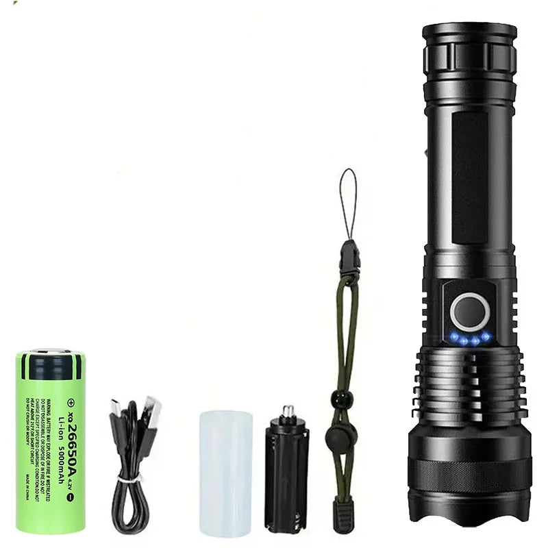 Lampe Tactique Rechargeable 5 Modes, Batterie 18650 ou 26650, Coffret en Option, vue 10