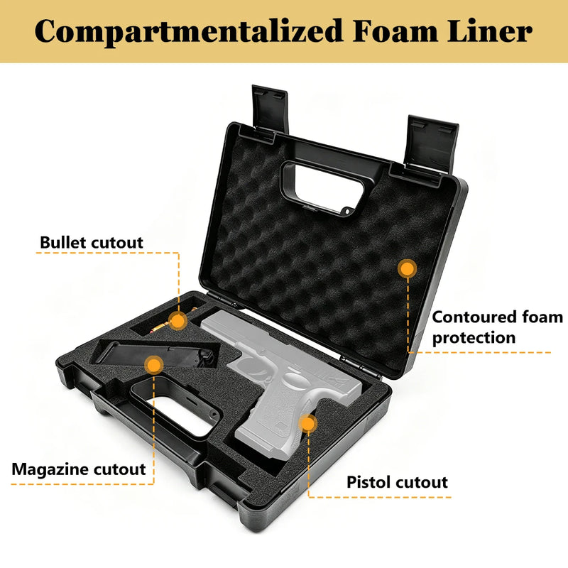 Mallette Arme de Poing Rigide Noire, Compartiments Pistolet et Chargeur, 29,5 x 21,5 cm, vue 4