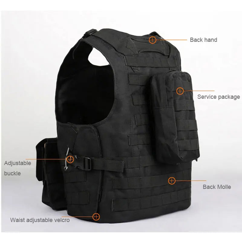 Gilet Tactique Airsoft MOLLE Oxford 600D, 3 Poches Amovibles, 4 Coloris, vue 4