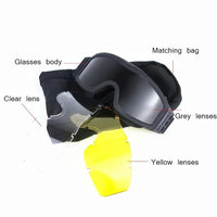 Lunettes Airsoft Tactiques 3 Verres, Cadre TPU Souple, Noir, Vert ou Sable, vue 4