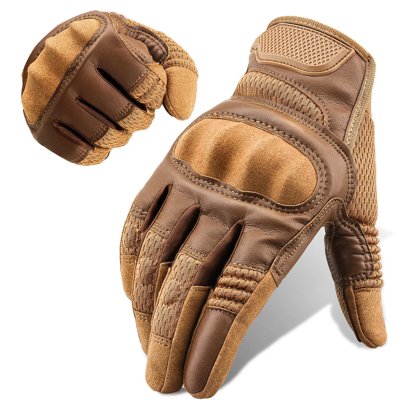 Gants Tactiques en Similicuir et Tissu Aéré, Coque Rigide, Noir, Vert Armée ou Sable