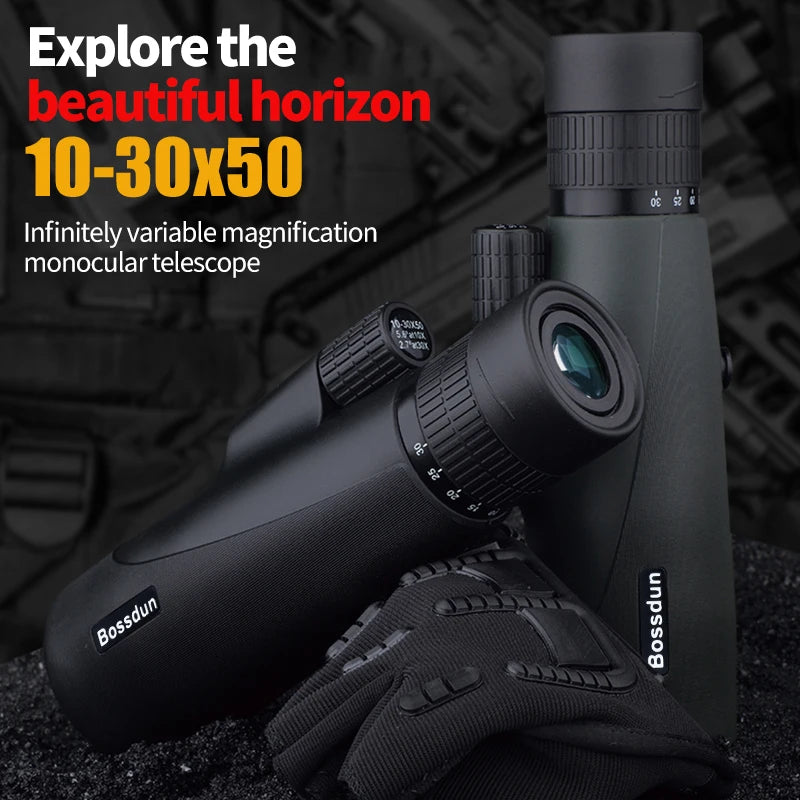 Monoculaire Zoom 10-30x50 Noir, Mini-Trépied et Support Smartphone selon Modèle, vue 6