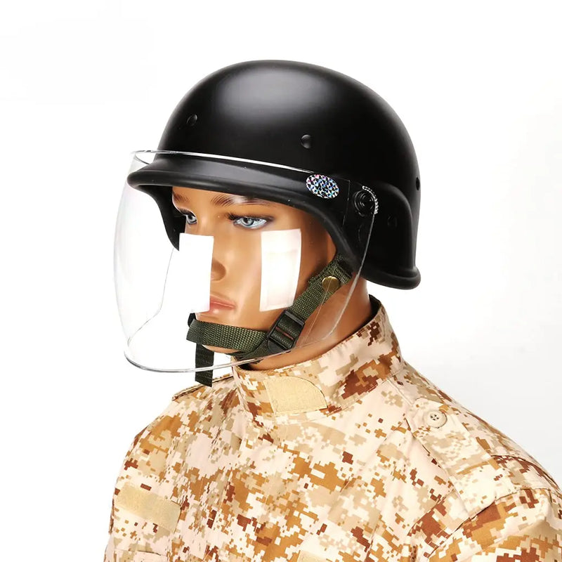 Casque Tactique Airsoft avec Visière Relevable et Cagoule, Noir ou Beige, 55-60 cm, vue 6