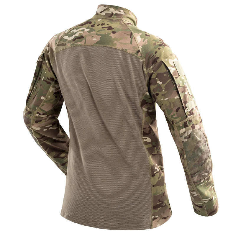 Chemise de Combat Camouflage Stretch à Col Montant et Quart de Zip, Homme, vue 3