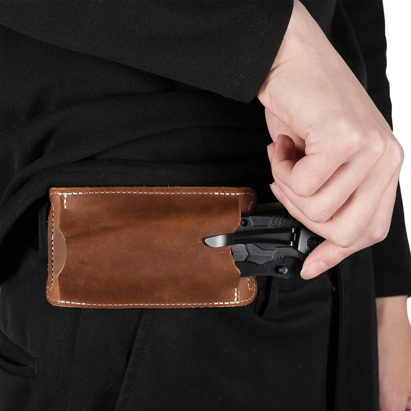 Étui de Ceinture Ouvert pour Couteau Pliant en Cuir ou Simili Cuir, 118 x 57 mm, vue 3