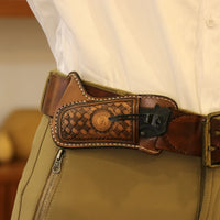 Étui de Ceinture en Cuir Gaufré pour Couteau Pliant, Marron, 16,5 cm, vue 6