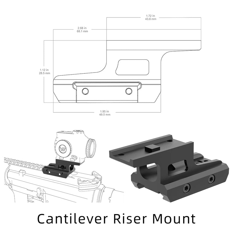 Montage Picatinny pour Viseur Compact, Rehausse en Porte-à-Faux ou Version Basse, vue 5