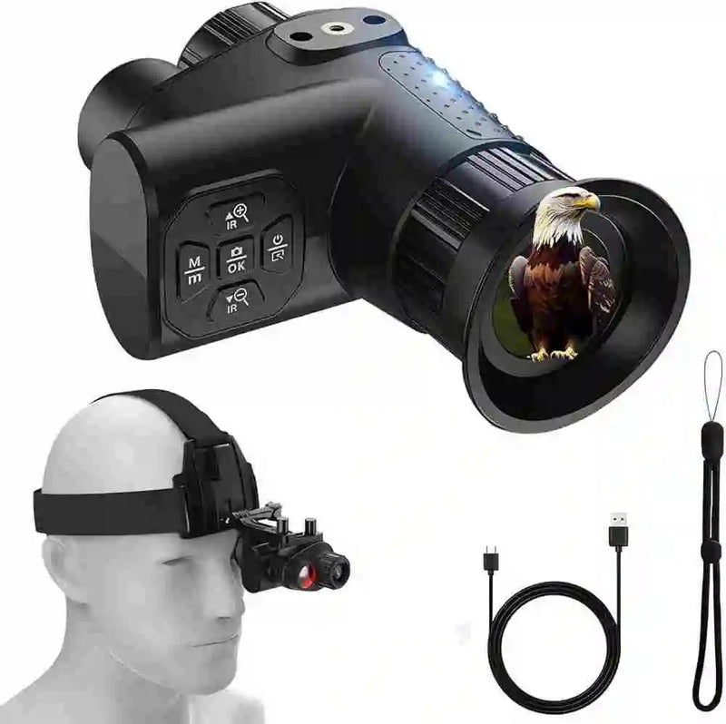 Monoculaire de Vision Nocturne Numérique 4K à Fixer sur la Tête
