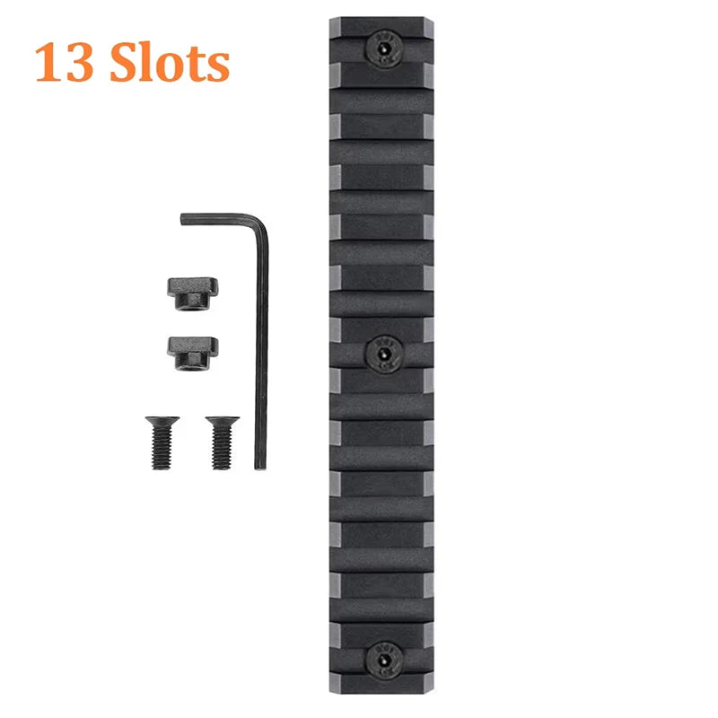 Section de Rail Picatinny 21 mm pour Garde-Main M-LOK, Noire, 3 à 13 Fentes