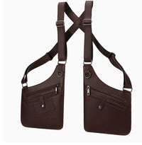 Sacoche Holster Double d'Épaule en Similicuir, Noir ou Marron, Port Discret