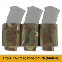 Porte-Chargeur Triple 7,62 mm à Bandes Auto-Agrippantes pour Gilet Porte-Plaques, Six Coloris