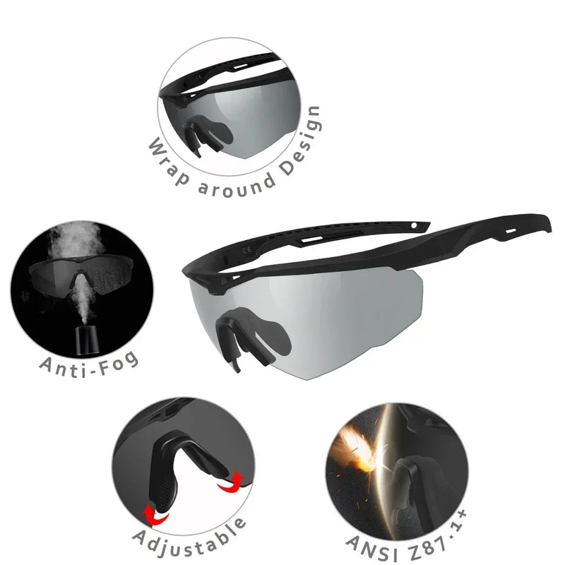 Lunettes de Tir Anti-Buée, 3 Verres Interchangeables, Armature pour Verres Correcteurs, vue 2