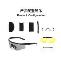 Lunettes de Tir Tactiques UV400, 3 Verres et Insert Correcteur, Noir, Vert ou Sable, vue 3