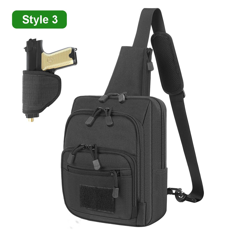 Sacoche Holster Bandoulière Noire en Nylon avec Poche Pistolet Discrète, 5 Formats, vue 7
