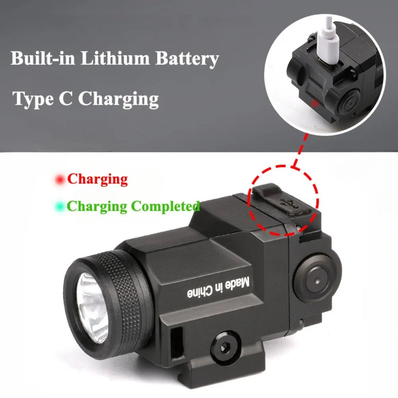 Lampe de Pistolet 800 Lumens à Fixation Rapide sur Rail 20 mm, USB-C, Mode Stroboscopique, avec Coffret, vue 6