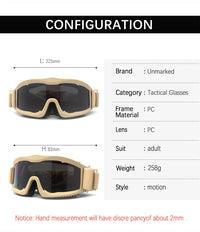 Lunettes Masque Tactiques Monture Noire, Sable ou Verte, Verre au Choix, vue 4
