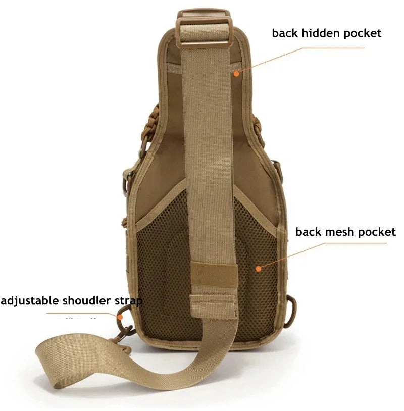 Sac Bandoulière Tactique à Découpe Laser MOLLE, Poignée Tressée, 7 Coloris, vue 4