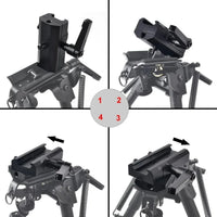 Adaptateur de Bipied à Levier de Serrage pour Rail Picatinny 20 mm, Aluminium Noir, vue 5