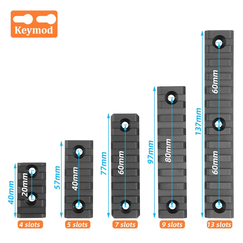 Section de Rail Picatinny 20 mm pour Garde-Main KeyMod en Aluminium, 4 à 13 Fentes, à l'Unité ou en Lot, vue 4