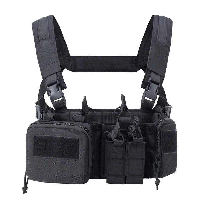 Gilet Tactique Chest Rig Nylon 500D avec Poches Frontales, Poche Pendante en Option, vue 9