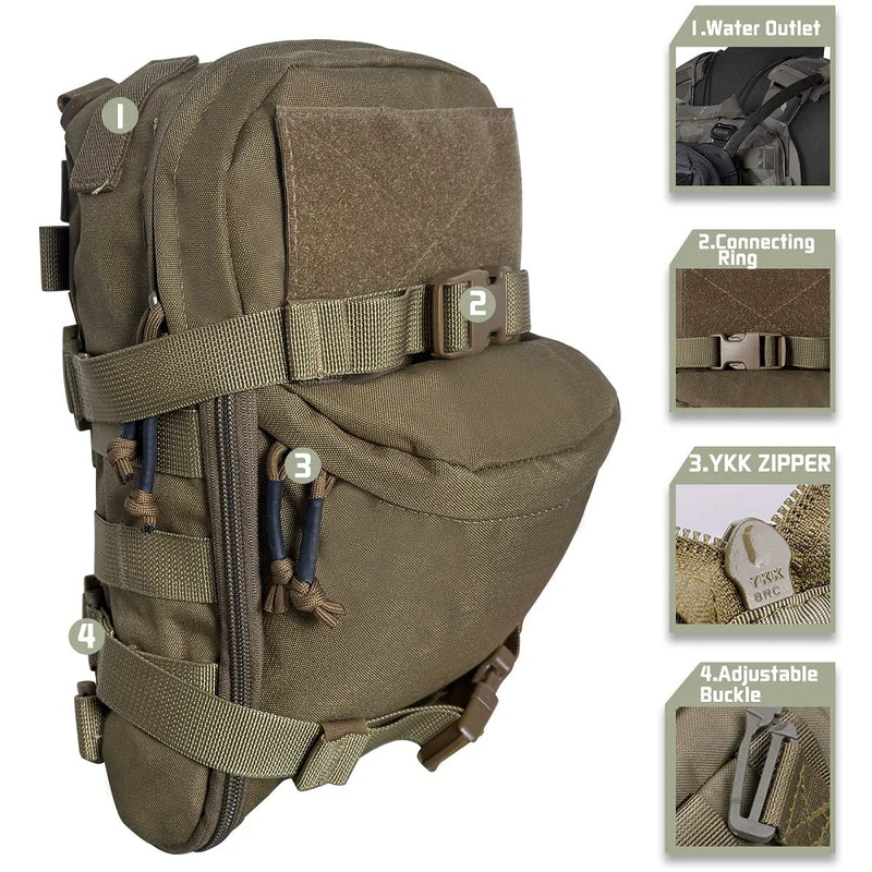 Sac d'Hydratation MOLLE 2 L en Nylon 500D pour Gilet Tactique, Sept Coloris, vue 7