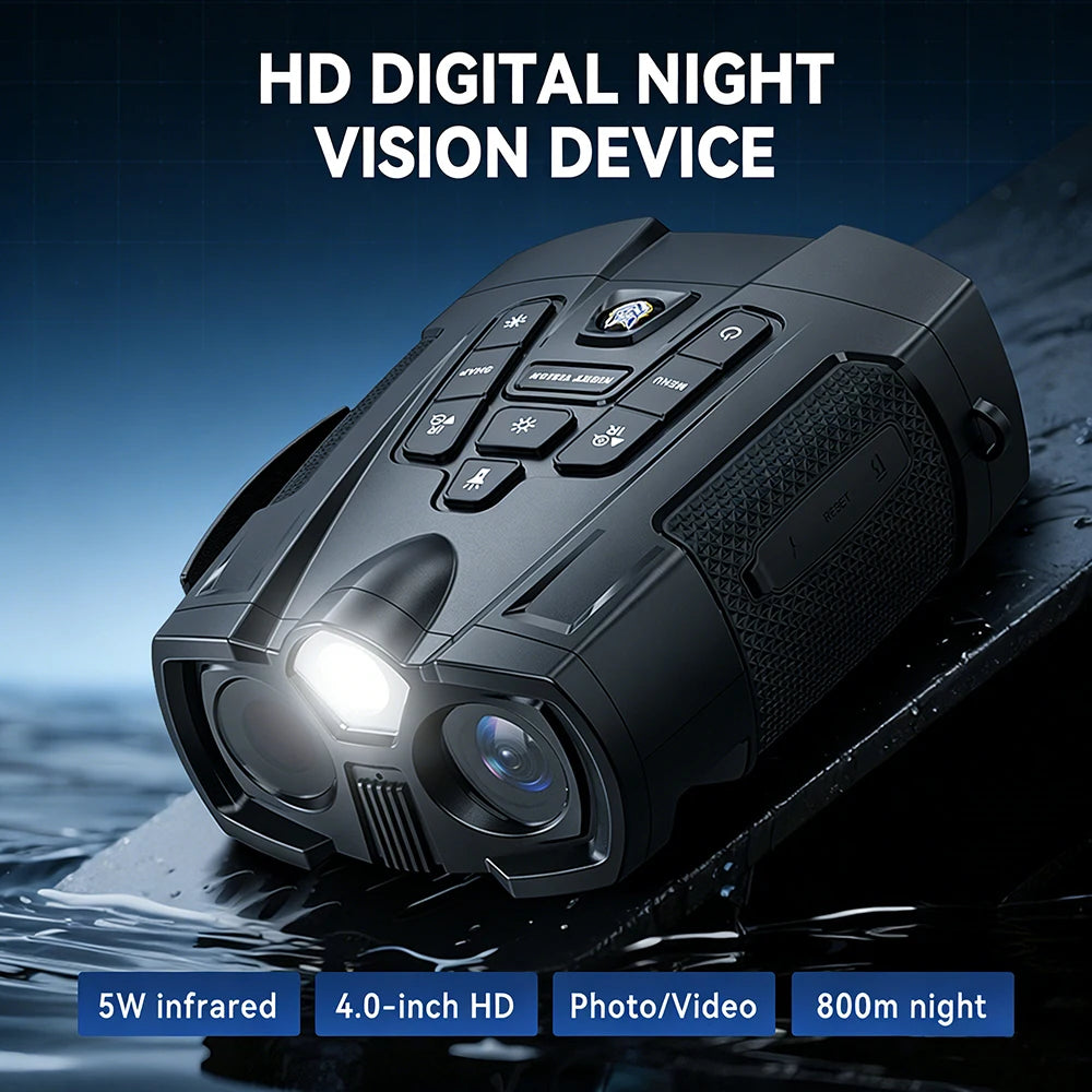 Jumelles de vision nocturne écran 10,2 cm, zoom 10x, batterie 5000 mAh