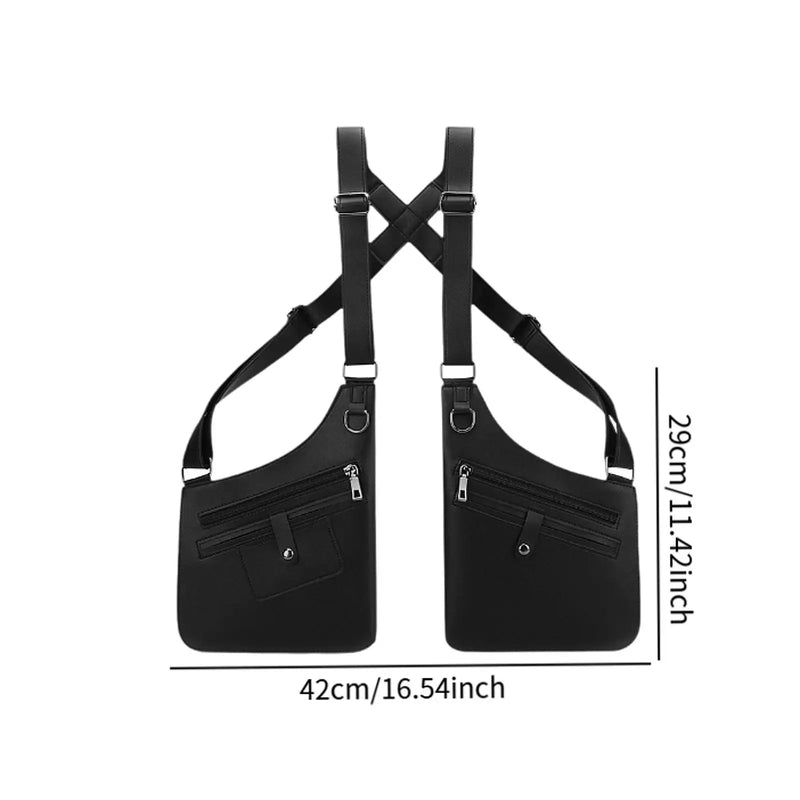Sacoche Holster Double d'Épaule en Similicuir, Noir ou Marron, Port Discret, vue 3
