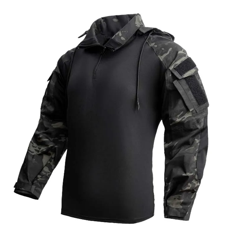 Chemise de Combat Airsoft à Capuche Amovible et Demi-Zip, Homme, 6 Coloris, vue 2