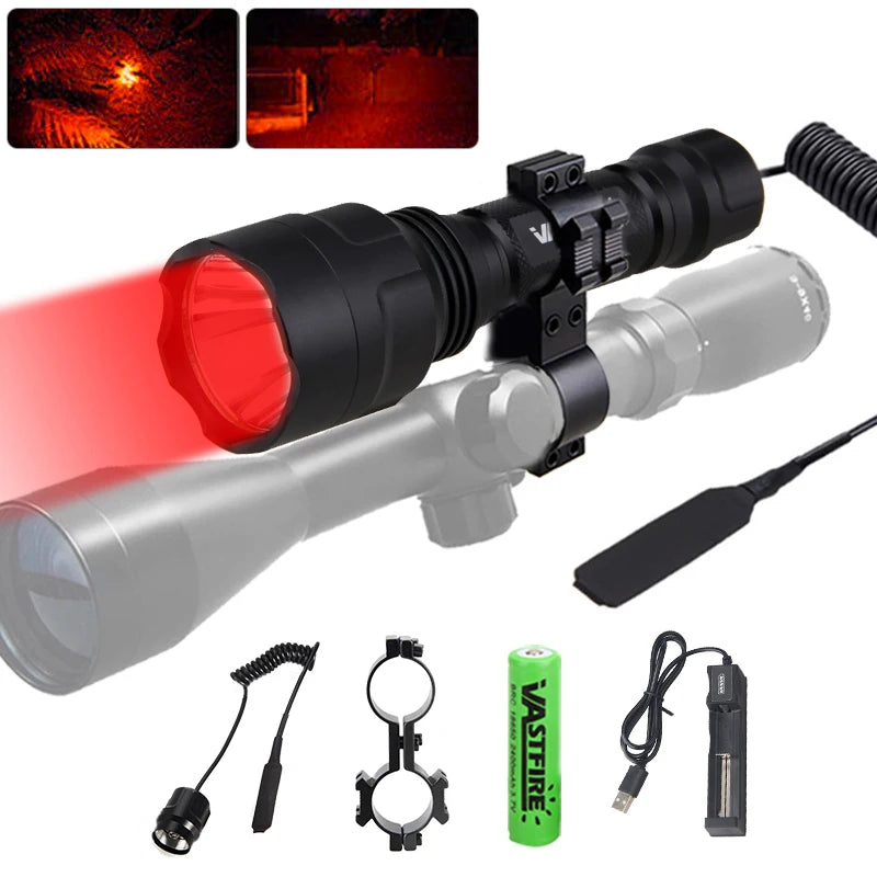 Lampe Tactique de Chasse LED Verte, Rouge ou Blanche, avec Interrupteur Déporté, vue 7