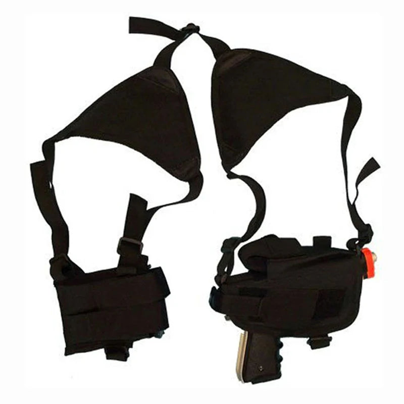 Holster d'Épaule Tactique en Nylon Noir, Droitier ou Gaucher, avec Porte-Chargeur Double, vue 5