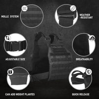 Gilet Tactique Porte-Plaques MOLLE en Nylon, Ceinture Réglable de 81 à 132 cm, Quatre Coloris, vue 5