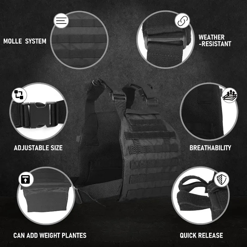 Gilet Tactique Porte-Plaques MOLLE en Nylon, Ceinture Réglable de 81 à 132 cm, Quatre Coloris, vue 5