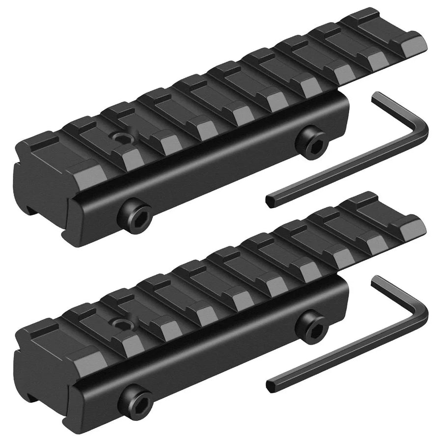 Rehausse de Rail 11 mm vers Picatinny 21 mm, 9 Fentes, Aluminium Noir, 1 ou 2 Pièces