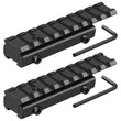 Rehausse de Rail 11 mm vers Picatinny 21 mm, 9 Fentes, Aluminium Noir, 1 ou 2 Pièces