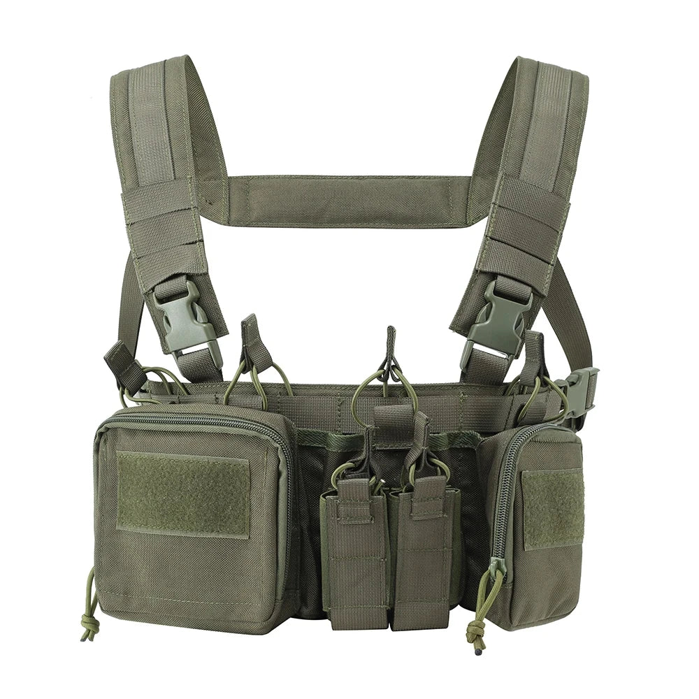 Gilet Tactique Chest Rig en Nylon 500D Démontable, Bretelles Réglables, 0,52 kg