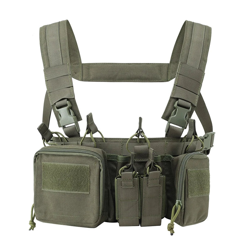 Gilet Tactique Chest Rig en Nylon 500D Démontable, Bretelles Réglables, 0,52 kg