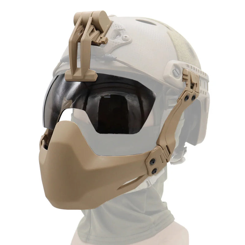 Demi-Masque Airsoft ABS pour Casque FAST, avec ou sans Lunettes Rabattables, vue 3