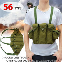 Gilet Tactique de Poitrine 7 Poches à Rabat en Toile Oxford Vert pour Chargeurs Type 56, 25 x 62 cm, vue 6