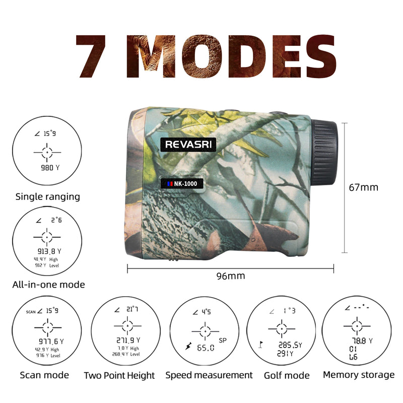 Télémètre Laser de Chasse Camouflage Rechargeable, 600 ou 1000 m, Angle et Vitesse, vue 5