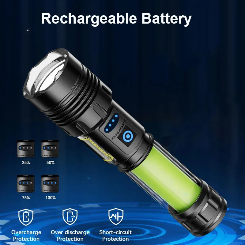 Lampe Tactique Rechargeable 7 Modes, Zoom et Lumière COB, Lot de 1 ou 2, vue 5
