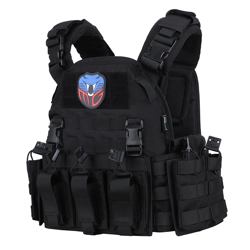 Gilet Tactique Porte-Plaques Nylon 500D avec Deux Placards Amovibles, Taille Unique