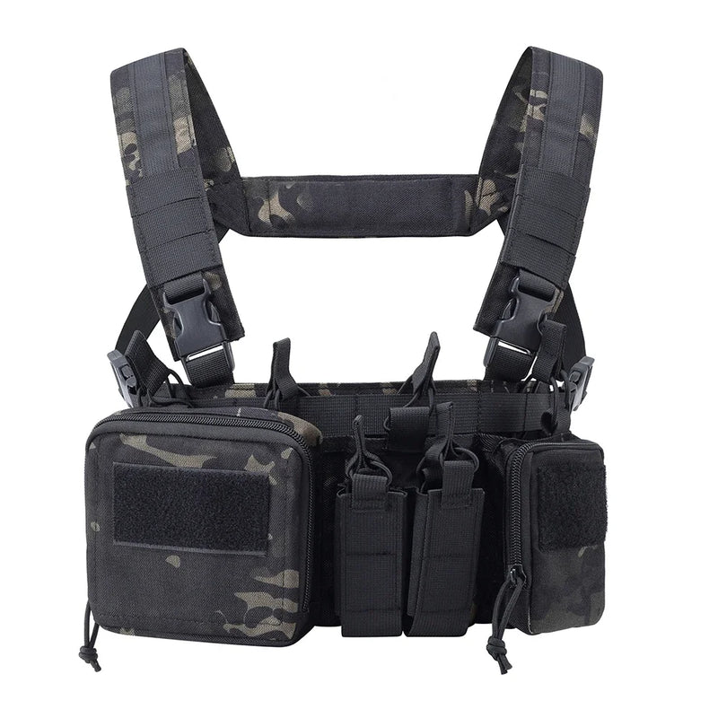 Gilet Tactique Chest Rig Nylon 500D avec Poches Frontales, Poche Pendante en Option, vue 16
