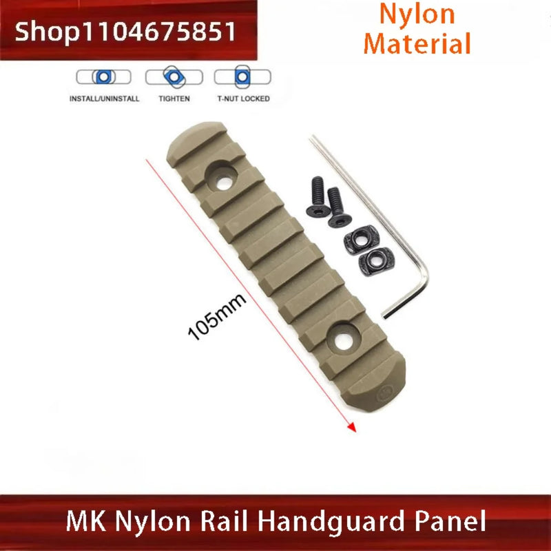Rail Picatinny 20 mm pour Garde-Main M-LOK et KeyMod, Nylon ou Métal, Rail Seul ou Lot de 5 ou 6 Rails, vue 20