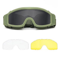 Lunettes Airsoft Tactiques 3 Verres, Cadre TPU Souple, Noir, Vert ou Sable, vue 7