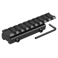 Rehausse de Rail 11 mm vers Picatinny 21 mm, 9 Fentes, Aluminium Noir, 1 ou 2 Pièces, vue 7