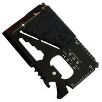 Carte Multifonction de Poche en Acier Inoxydable, 14 Fonctions, Noir, 8,5 x 5,4 cm
