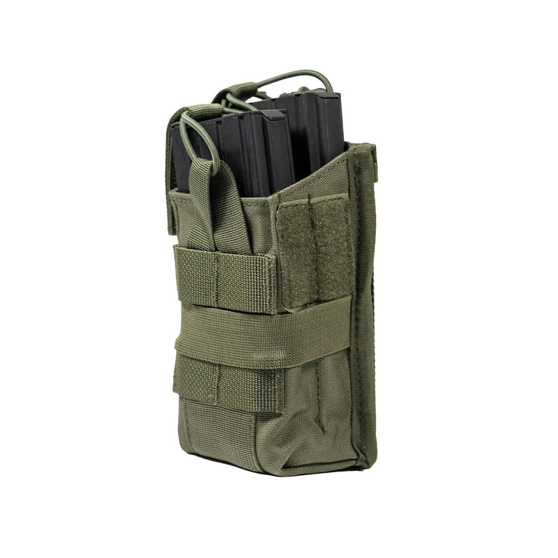Porte-Chargeur Double Ouvert MOLLE en Nylon 500D Vert Armée, 14 x 8 x 8 cm