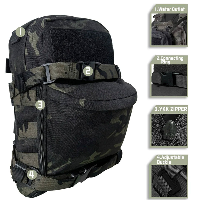 Sac d'Hydratation MOLLE 2 L en Nylon 500D pour Gilet Tactique, Sept Coloris, vue 11