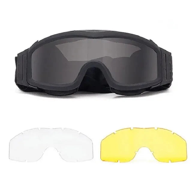 Lunettes Airsoft Tactiques 3 Verres, Cadre TPU Souple, Noir, Vert ou Sable, vue 8