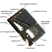 Carte Multifonction de Poche en Acier Inoxydable, 14 Fonctions, Noir, 8,5 x 5,4 cm, vue 3